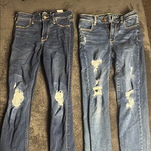 Hollister Dark Blue Distressed Skinny Jeans